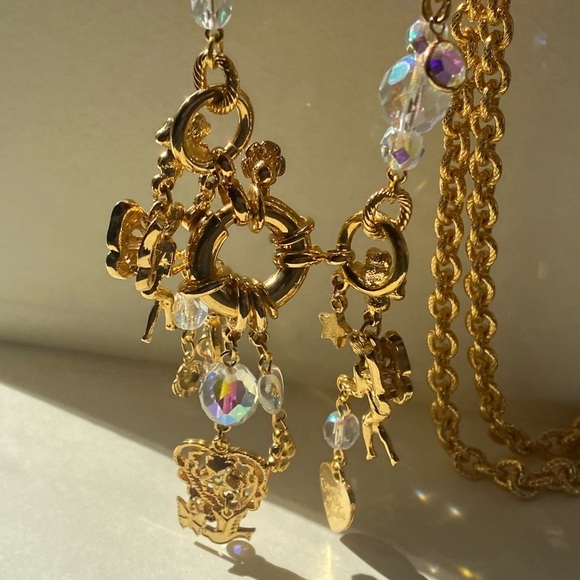 Stunning Kirks Folly gold tone fairy Aurora Borealis style crystal necklace